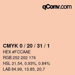 カラーコード: CMYK 0 / 20 / 31 / 1 | qconv.com