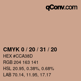 カラーコード: CMYK 0 / 20 / 31 / 20 | qconv.com