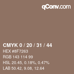 カラーコード: CMYK 0 / 20 / 31 / 44 | qconv.com