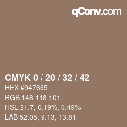 カラーコード: CMYK 0 / 20 / 32 / 42 | qconv.com
