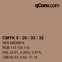 Color code: CMYK 0 / 20 / 33 / 32 | qconv.com