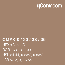 Code couleur: CMYK 0 / 20 / 33 / 36 | qconv.com