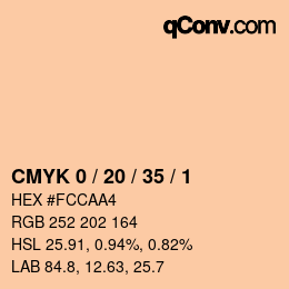 Color code: CMYK 0 / 20 / 35 / 1 | qconv.com