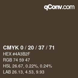 Color code: CMYK 0 / 20 / 37 / 71 | qconv.com
