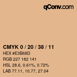 Color code: CMYK 0 / 20 / 38 / 11 | qconv.com