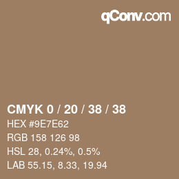 Farbcode: CMYK 0 / 20 / 38 / 38 | qconv.com
