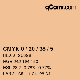 カラーコード: CMYK 0 / 20 / 38 / 5 | qconv.com