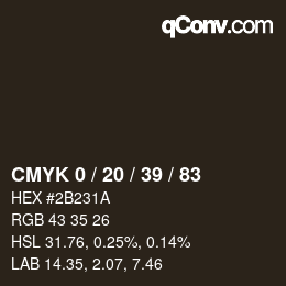 カラーコード: CMYK 0 / 20 / 39 / 83 | qconv.com