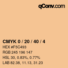 カラーコード: CMYK 0 / 20 / 40 / 4 | qconv.com