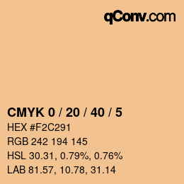 カラーコード: CMYK 0 / 20 / 40 / 5 | qconv.com