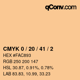 Color code: CMYK 0 / 20 / 41 / 2 | qconv.com