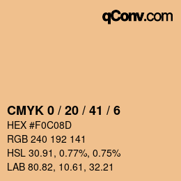 Color code: CMYK 0 / 20 / 41 / 6 | qconv.com