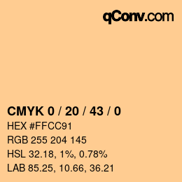 Color code: CMYK 0 / 20 / 43 / 0 | qconv.com