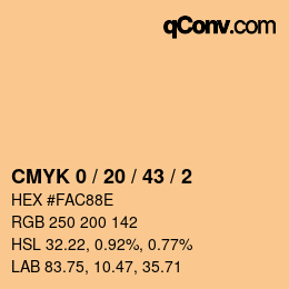 Color code: CMYK 0 / 20 / 43 / 2 | qconv.com