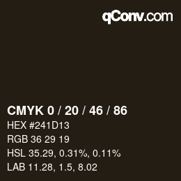 Farbcode: CMYK 0 / 20 / 46 / 86 | qconv.com