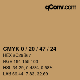 Color code: CMYK 0 / 20 / 47 / 24 | qconv.com