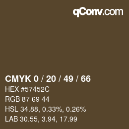 カラーコード: CMYK 0 / 20 / 49 / 66 | qconv.com