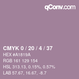 カラーコード: CMYK 0 / 20 / 4 / 37 | qconv.com
