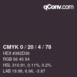 Color code: CMYK 0 / 20 / 4 / 78 | qconv.com