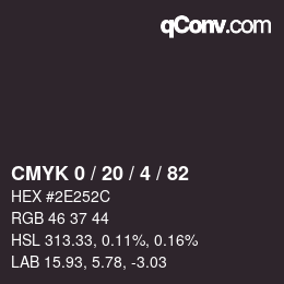 Color code: CMYK 0 / 20 / 4 / 82 | qconv.com