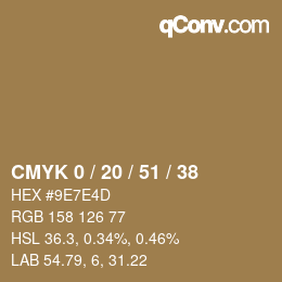 颜色代码: CMYK 0 / 20 / 51 / 38 | qconv.com