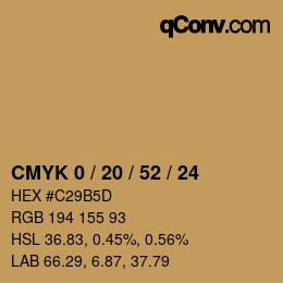 カラーコード: CMYK 0 / 20 / 52 / 24 | qconv.com