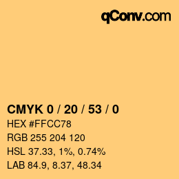 Color code: CMYK 0 / 20 / 53 / 0 | qconv.com