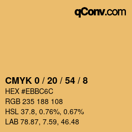 Farbcode: CMYK 0 / 20 / 54 / 8 | qconv.com