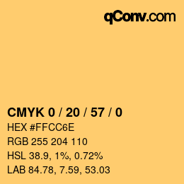 Color code: CMYK 0 / 20 / 57 / 0 | qconv.com