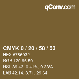 カラーコード: CMYK 0 / 20 / 58 / 53 | qconv.com