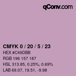カラーコード: CMYK 0 / 20 / 5 / 23 | qconv.com