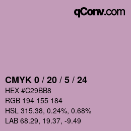 Color code: CMYK 0 / 20 / 5 / 24 | qconv.com