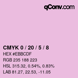 カラーコード: CMYK 0 / 20 / 5 / 8 | qconv.com