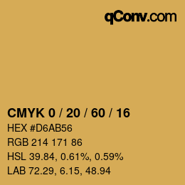 カラーコード: CMYK 0 / 20 / 60 / 16 | qconv.com