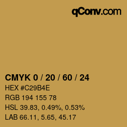 カラーコード: CMYK 0 / 20 / 60 / 24 | qconv.com