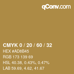 颜色代码: CMYK 0 / 20 / 60 / 32 | qconv.com