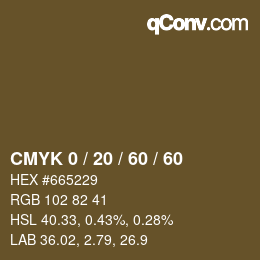 カラーコード: CMYK 0 / 20 / 60 / 60 | qconv.com