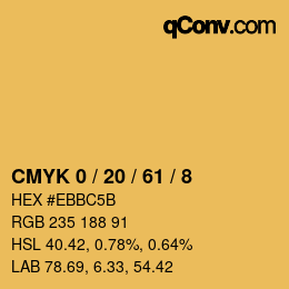 Farbcode: CMYK 0 / 20 / 61 / 8 | qconv.com