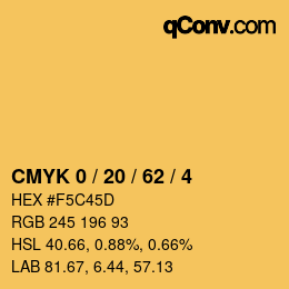 Color code: CMYK 0 / 20 / 62 / 4 | qconv.com