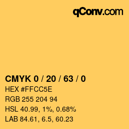 Color code: CMYK 0 / 20 / 63 / 0 | qconv.com