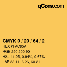 Color code: CMYK 0 / 20 / 64 / 2 | qconv.com