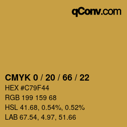 颜色代码: CMYK 0 / 20 / 66 / 22 | qconv.com