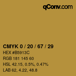 カラーコード: CMYK 0 / 20 / 67 / 29 | qconv.com