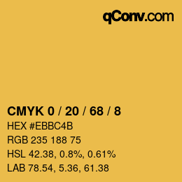カラーコード: CMYK 0 / 20 / 68 / 8 | qconv.com