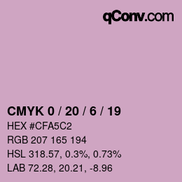 カラーコード: CMYK 0 / 20 / 6 / 19 | qconv.com