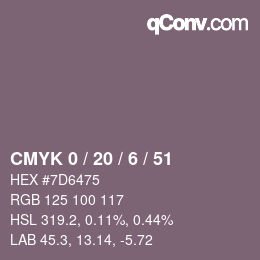 Color code: CMYK 0 / 20 / 6 / 51 | qconv.com