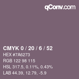 Color code: CMYK 0 / 20 / 6 / 52 | qconv.com