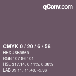 颜色代码: CMYK 0 / 20 / 6 / 58 | qconv.com