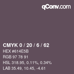 Farbcode: CMYK 0 / 20 / 6 / 62 | qconv.com