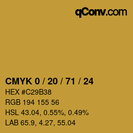 Color code: CMYK 0 / 20 / 71 / 24 | qconv.com